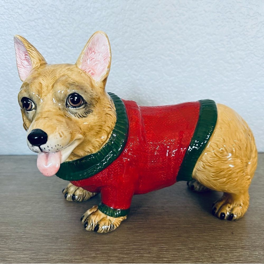 Blue Sky Christmas Corgi Sweater Dog Decor Figure